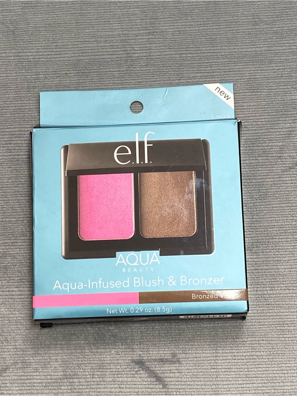 ELF Aqua-Infused Blush & Bronzer Duo - Bright Pink & Bronze, mirror included NIP